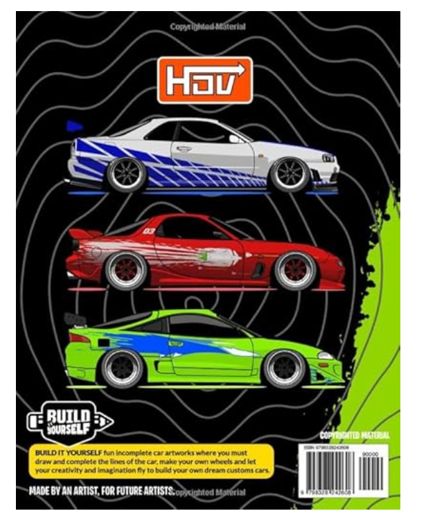 Legendary Movie Cars Coloring Book: Fun automotive adventure with 45 coloring pages for kids & teens Ages 6-18