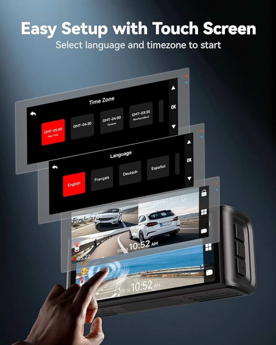 REDTIGER 4K Dash Cam Front and Rear, Touch Screen 3.18 Inch, Voice Control, 5.8GHz WiFi Car Dash Camera with 128GB Card, GPS, UHD 2160P Night Vision, WDR, Emergency Lock, Parking Monitor (F7N Touch)