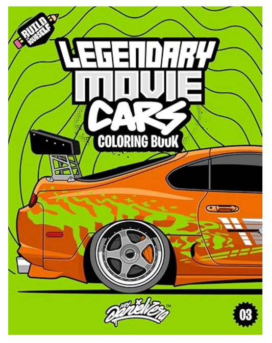 Legendary Movie Cars Coloring Book: Fun automotive adventure with 45 coloring pages for kids & teens Ages 6-18