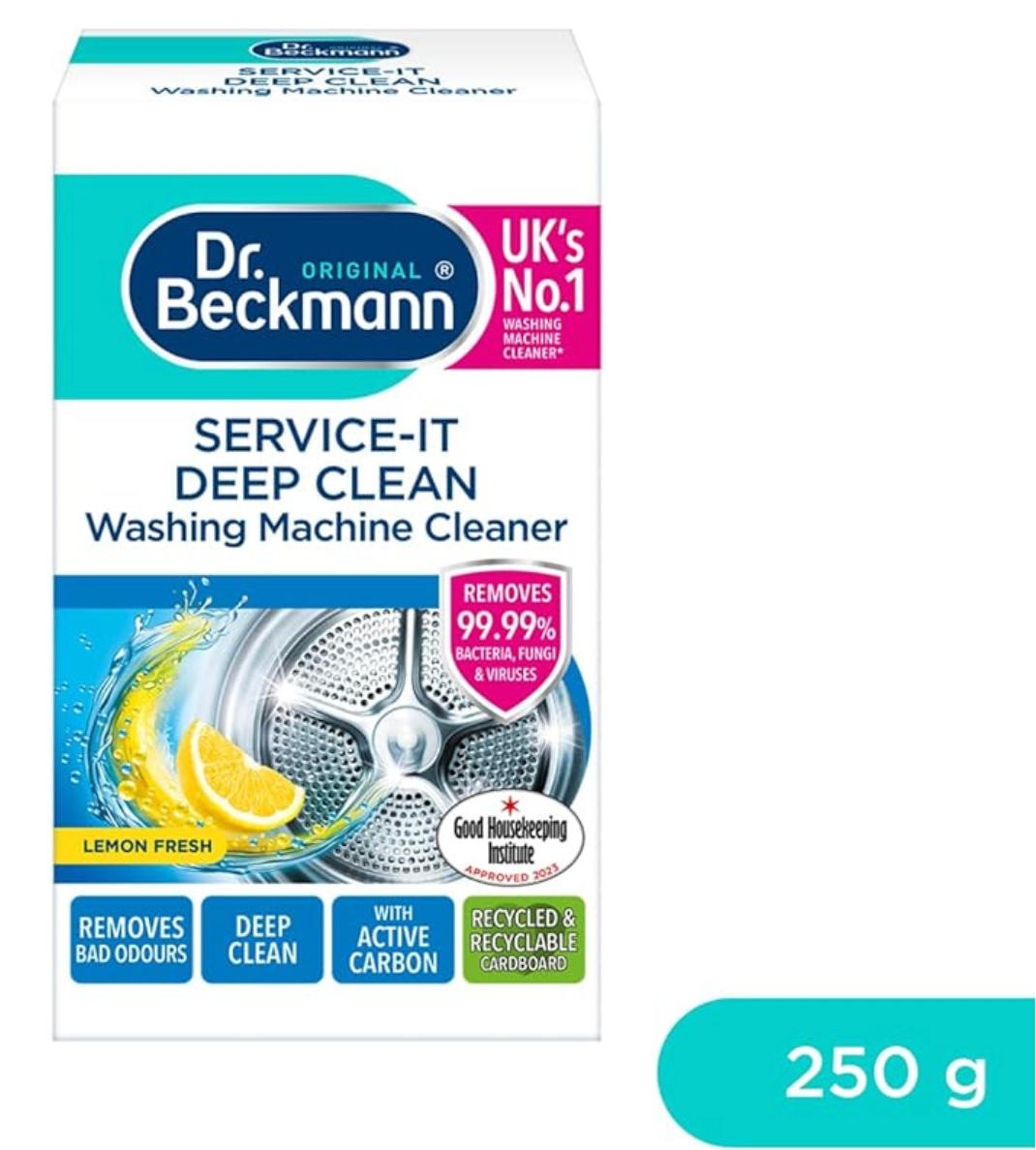 Dr. Beckmann Service-it Deep Clean Washing Machine Cleaner | Removes 99,99 % of bacteria and fungi and viruses | eliminates bad odours | 250 g