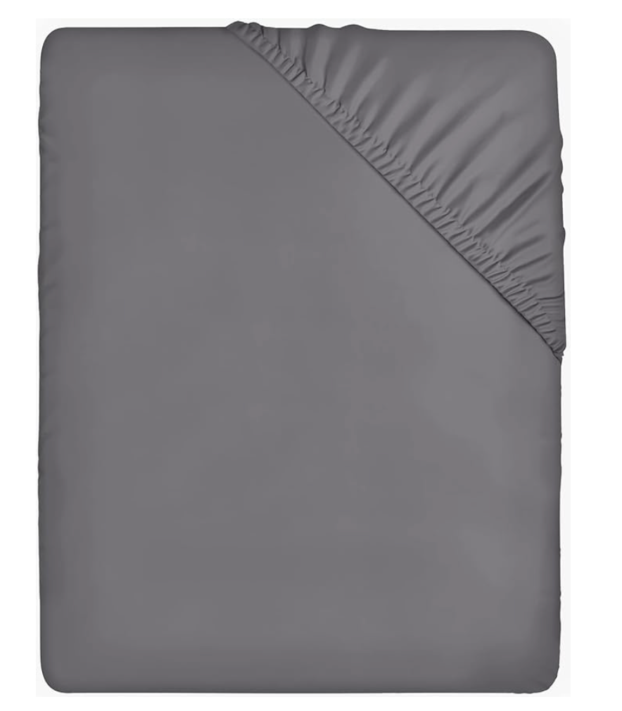 Utopia Bedding Fitted Sheet Double, Grey - Deep Pocket 14 inch (35 cm) - Easy Care - OEKO-TEX Certified - Soft Brushed Microfibre Fabric - Shrinkage and Fade Resistant - Bottom Sheet