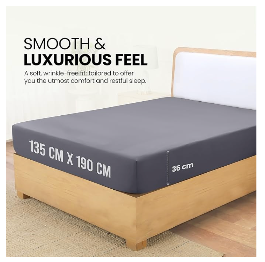 Utopia Bedding Fitted Sheet Double, Grey - Deep Pocket 14 inch (35 cm) - Easy Care - OEKO-TEX Certified - Soft Brushed Microfibre Fabric - Shrinkage and Fade Resistant - Bottom Sheet