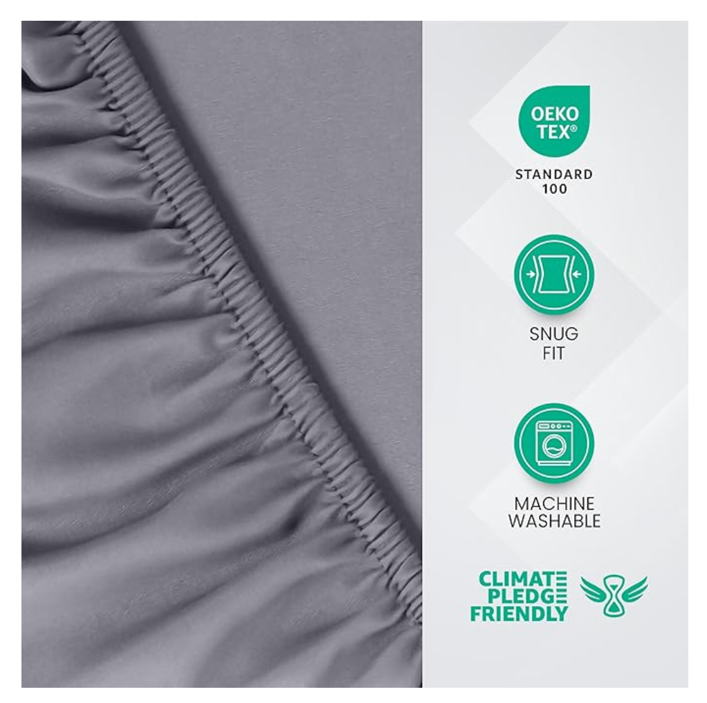 Utopia Bedding Fitted Sheet Double, Grey - Deep Pocket 14 inch (35 cm) - Easy Care - OEKO-TEX Certified - Soft Brushed Microfibre Fabric - Shrinkage and Fade Resistant - Bottom Sheet