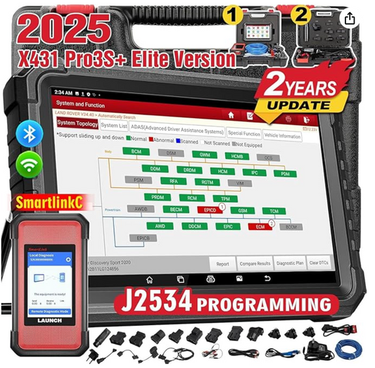 LAUNCH X431 PRO3S+Elite SmartlinkC 2025 Launch Diagnostic Tool Intelligent OE Topology, 50+ Service Full System Bidirectional Car Diagnostic Tool ECU Coding, Active Test, CANFD/DOIP/J2534,2 Yrs Update