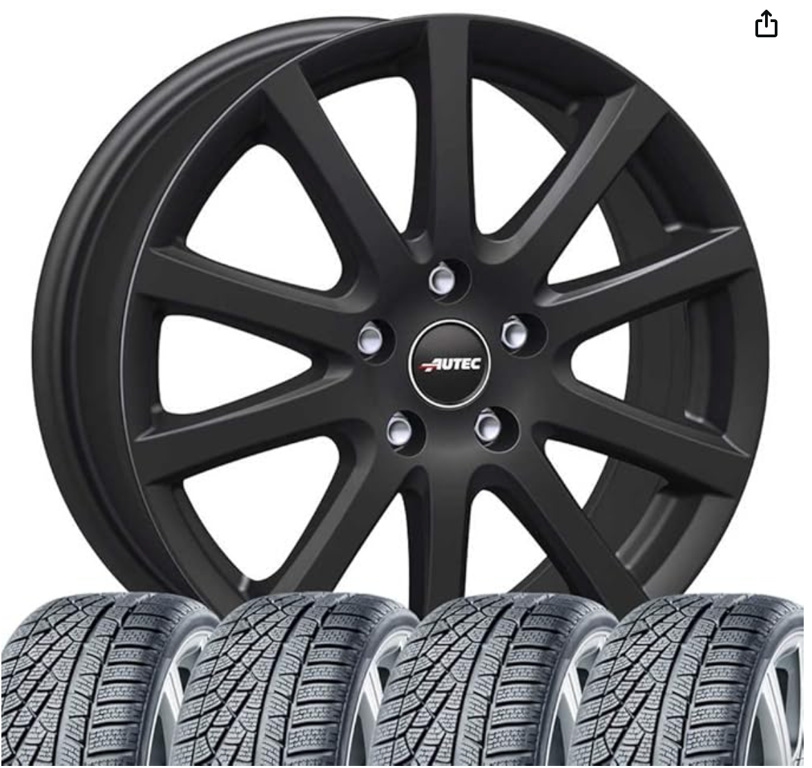 4 Winter wheels Skandic 7x17 ET 40 5x112 Schwarz matt with 215/65 R17 99H CON WinterContact TS 870 P FR C_S