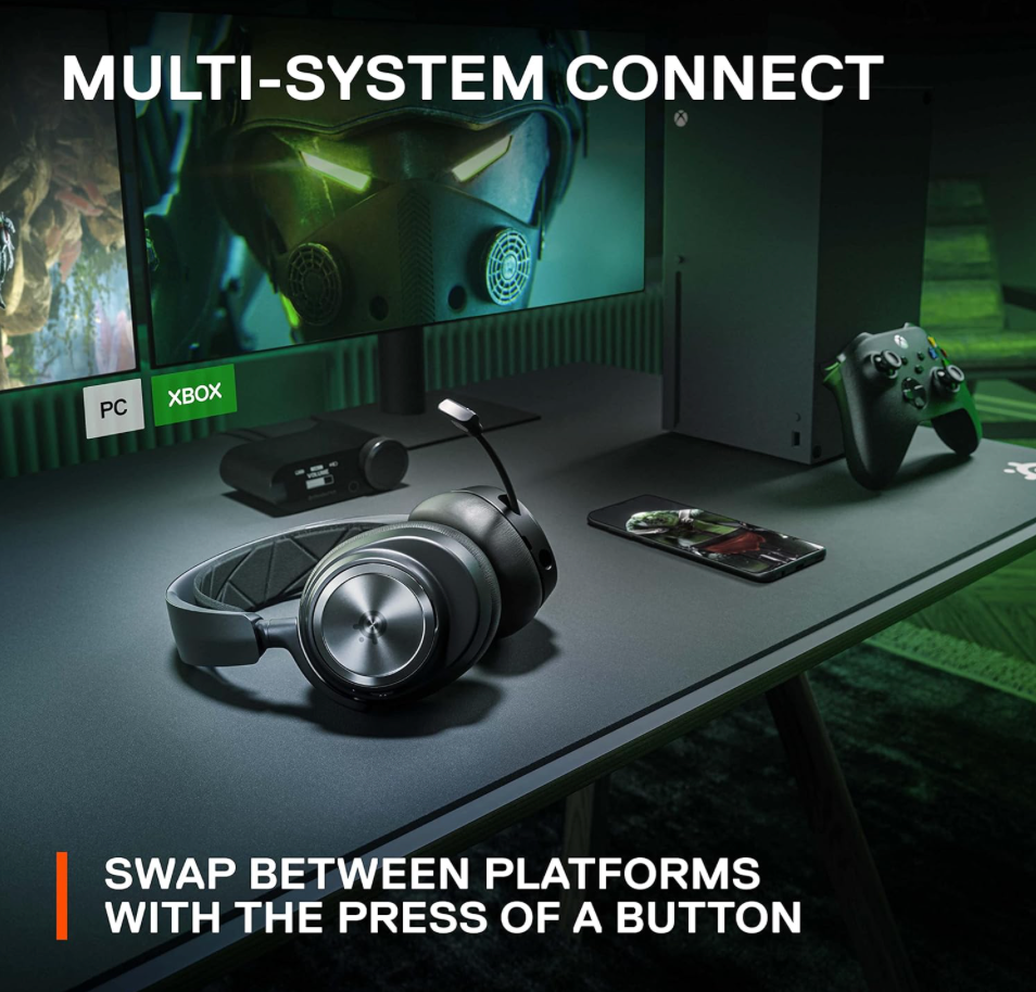 SteelSeries Arctis Nova Pro Wireless Xbox Omni-Platform Gaming Headset — Neodymium Magnetic Drivers — Active Noise Cancellation — 2 Battery System — Xbox, PC, PS5, PS4, Switch, Mobile